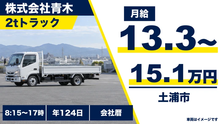【土浦市/2tドライバー】建築資材の配送と工事現場の残材引上げ(県南中心・長距離なし)|正社員・年間休日124日