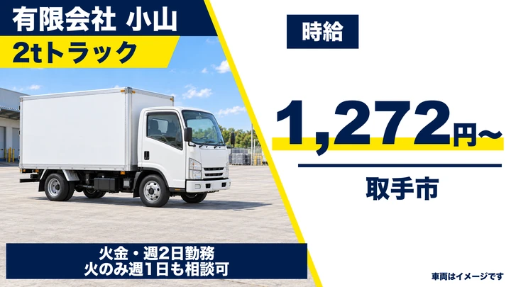 【取手市/2tドライバー】食肉の配送（埼玉県川島方面）｜パート・時給1,272円・週1〜2日から相談OK