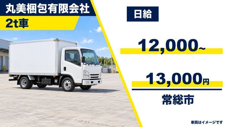 【常総市】軽量ダンボール製品の2t配送ドライバー｜日給12,000〜13,000円・土日祝休