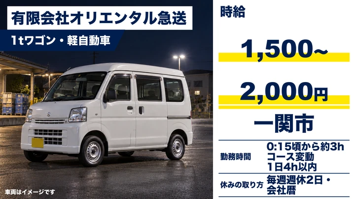 【一関市】新聞配送ドライバー(パート)|1tワゴン・軽自動車で早朝配送・週休2日