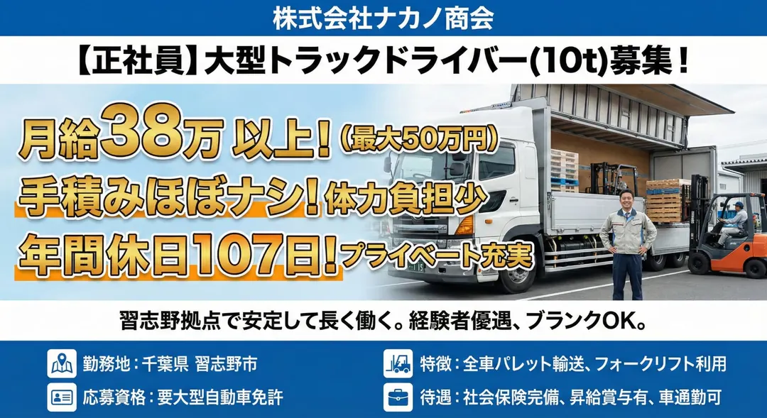 株式会社ナカノ商会の大型トラックドライバー求人（千葉県野田市）