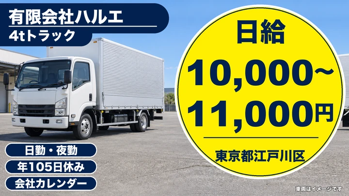 【東京都江戸川区】4t配送ドライバー／正社員・アルミ製品輸送