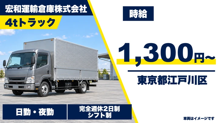 【東京都江戸川区】2t・4t車ドライバー／イベント什器配送のアルバイト