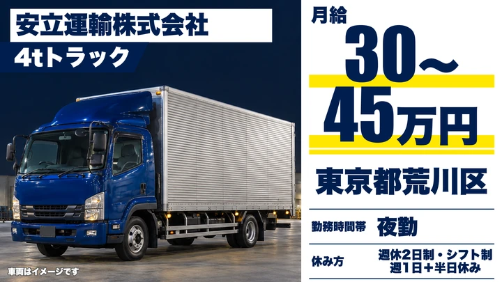 【東京都荒川区】中型・準中型トラックドライバー/新聞・日用品配送