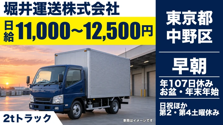 【東京都中野区】2t内装部材配送ドライバー/契約社員