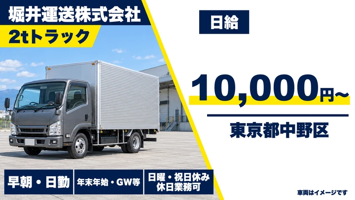 【東京都中野区】2t建材配送ドライバー/正社員