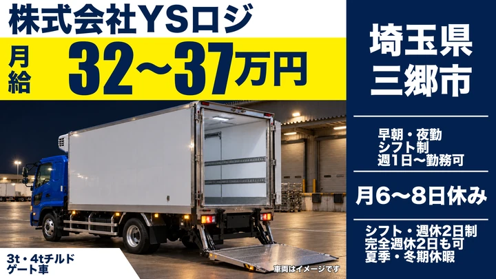 【埼玉県三郷市】小型トラックドライバー(2t～)／正社員