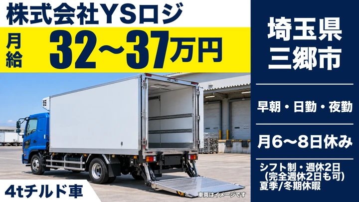 【埼玉県三郷市】中型・準中型トラックドライバー(4t～)／正社員