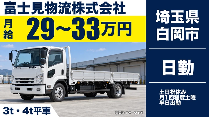 富士見物流株式会社の4tトラックドライバー求人（埼玉県白岡市）