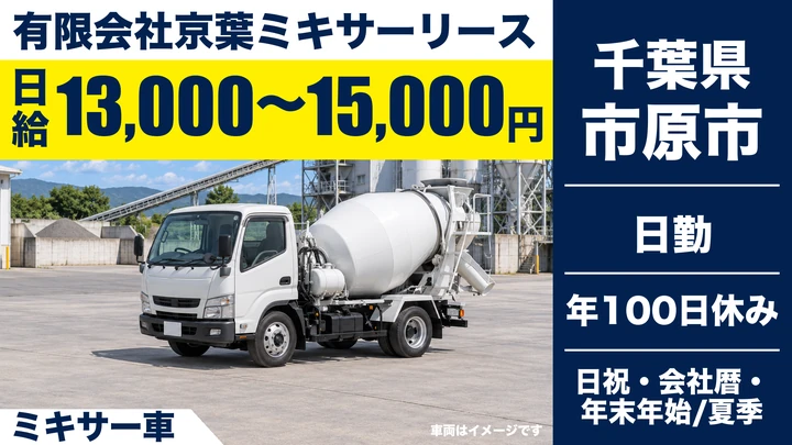【千葉県市原市】ミキサー車ドライバー／日本製鉄構内の業務