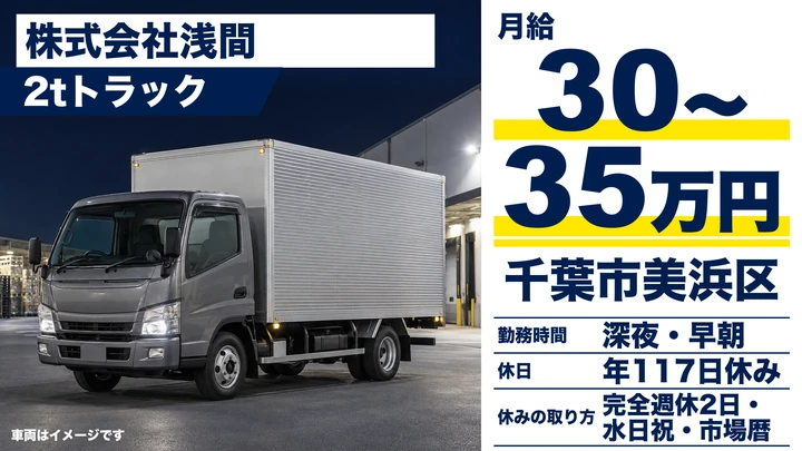 【千葉県千葉市美浜区】青果配送ドライバー／月給30万~35万円・完全週休2日制