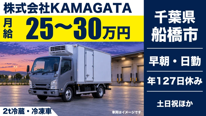 【千葉県船橋市】小型ドライバー／月給25万〜30万円・固定ルート配送
