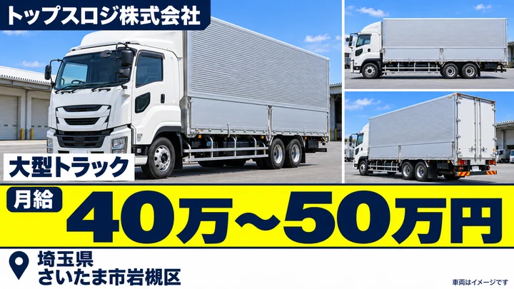 【埼玉県さいたま市岩槻区】大型トラックドライバー／月給40万円～