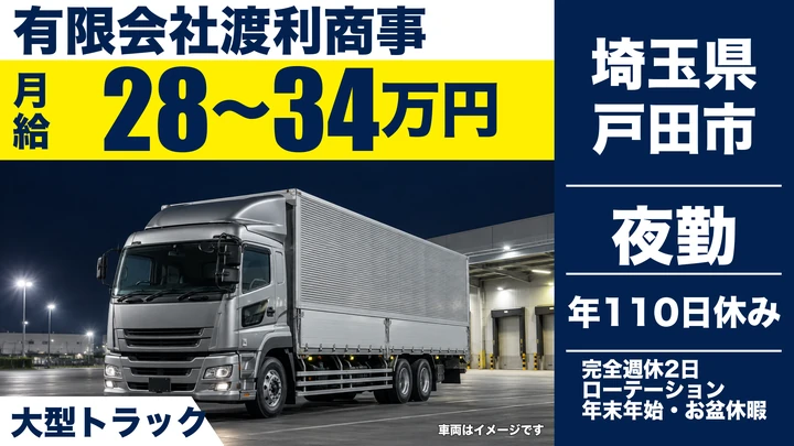 【埼玉県戸田市】大型トラックドライバー／正社員