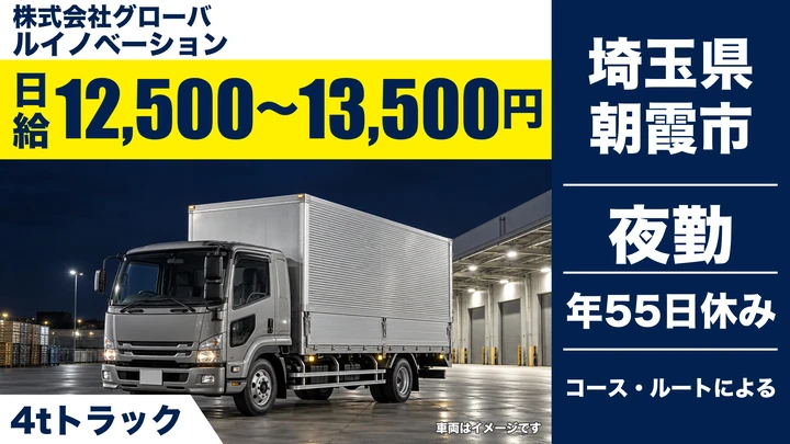 株式会社グローバルイノベーションの4tトラックドライバー求人（埼玉県朝霞市）