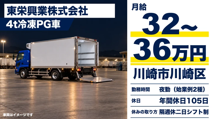 【神奈川県川崎市川崎区】4tトラックドライバー／正社員
