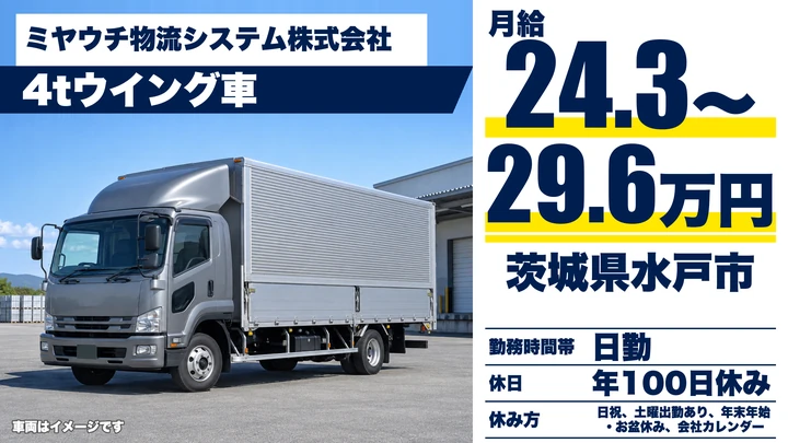 【茨城県水戸市】中型・準中型トラックドライバー／正社員