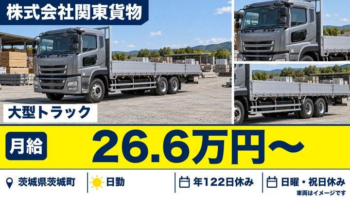 【茨城県茨城町】大型鋼材・建設資材配送ドライバー／正社員
