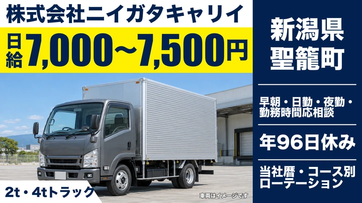 【新潟県聖籠町】小型トラックドライバー／チルド食品のルート配送