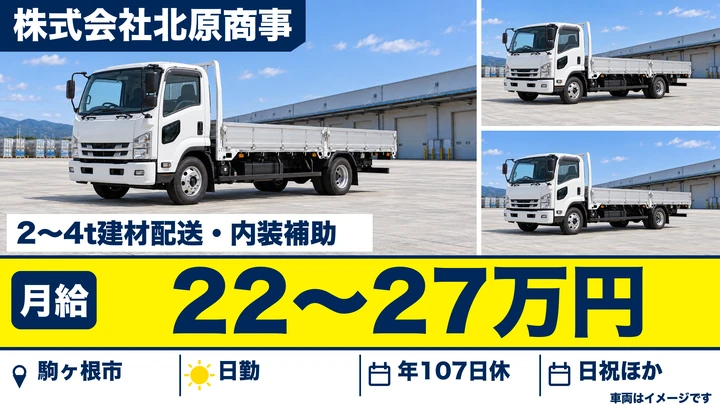 【長野県駒ヶ根市】中型トラックドライバー／月給22万円～27万円