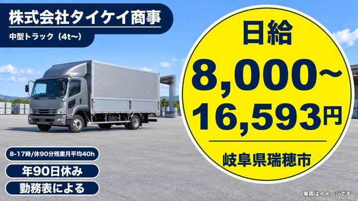 【岐阜県瑞穂市】中型トラックドライバー/中長距離輸送
