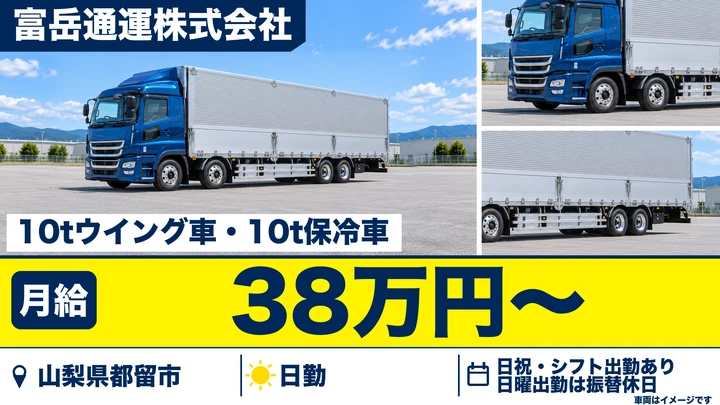 【山梨県都留市】大型トラックドライバー／正社員