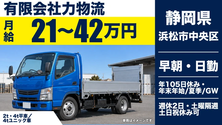 有限会社力物流の2tトラックドライバー求人（静岡県浜松市中央区）