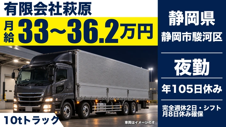 有限会社萩原の10tトラックドライバー求人（静岡県静岡市駿河区）