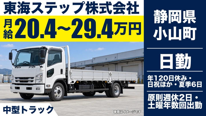 【静岡県小山町】中型トラックドライバー／月給20.4万円～29.5万円・住宅手当あり