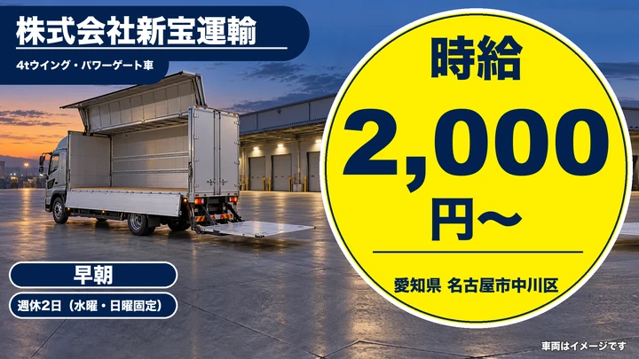 【愛知県名古屋市中川区】4tウィング車ドライバー／アルバイト