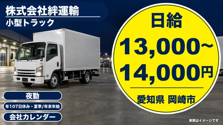 【愛知県岡崎市】小型トラックドライバー／コンビニ配送・書籍雑誌