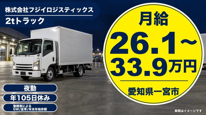 【愛知県一宮市】2t小型ドライバー/夜勤のルート配送