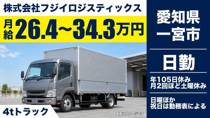 【愛知県一宮市】4t中型ドライバー／小牧発の自動車部品配送