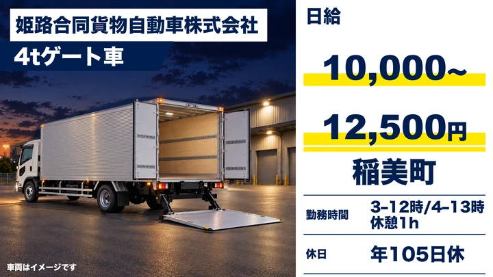 【兵庫県稲美町】中型・準中型トラックドライバー(4t～)／スーパー配送・契約社員