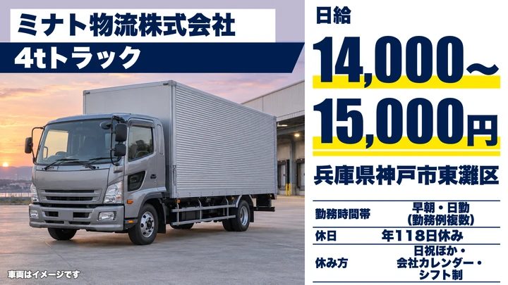 【兵庫県神戸市東灘区】4t集配ドライバー/正社員