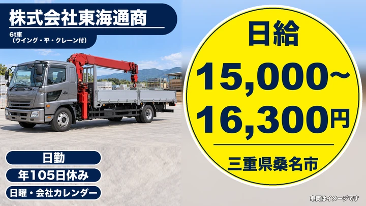 【三重県桑名市】中型トラックドライバー／日帰り便中心
