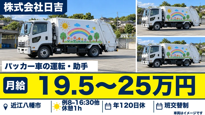 【滋賀県近江八幡市】ゴミ収集車ドライバー/運転手・助手・正社員