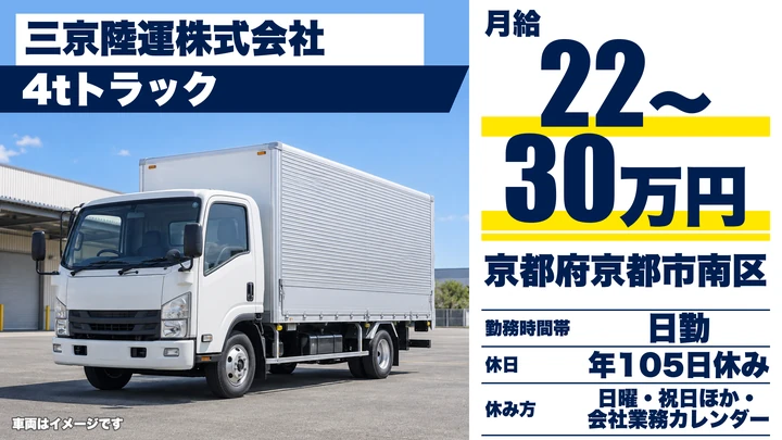 【京都府京都市南区】4tルート配送ドライバー／正社員