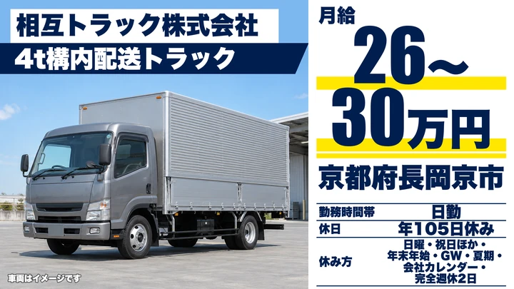 【京都府長岡京市】4t構内配送ドライバー/工場内配送
