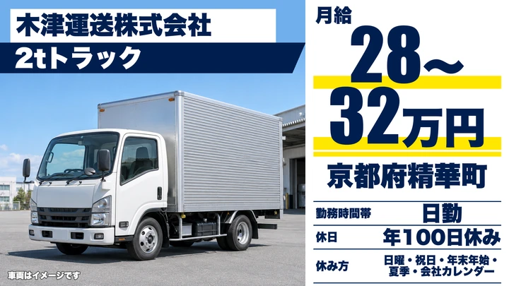 【京都府精華町】小型トラックドライバー/正社員