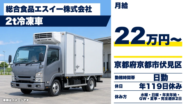【京都府京都市伏見区】2t配送ドライバー／正社員