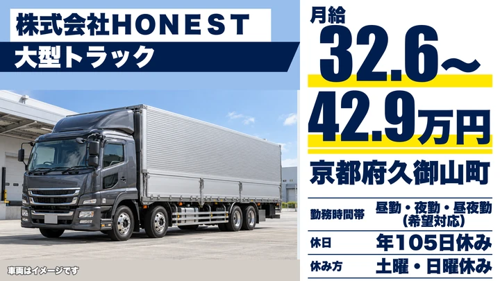株式会社ＨＯＮＥＳＴの大型トラックドライバー求人（京都府久御山町）