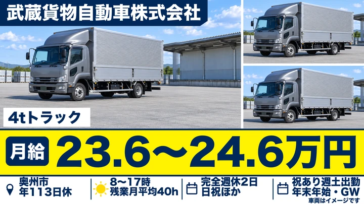 【岩手県奥州市】中型・準中型トラックドライバー／契約社員