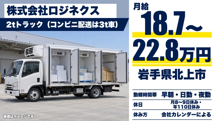 【岩手県北上市】小型トラックドライバー／北東北ルート配送