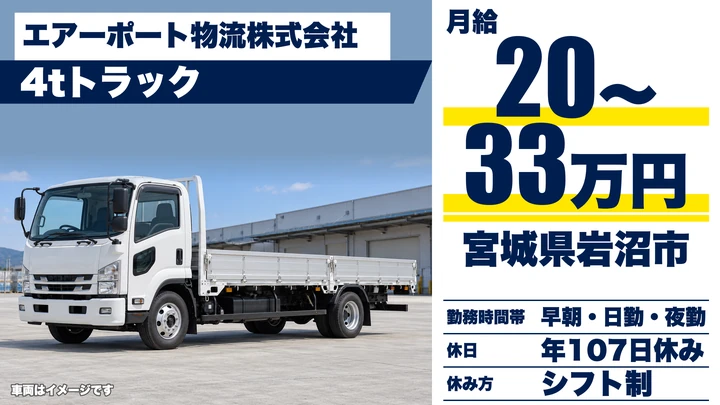 【宮城県岩沼市】4t店舗配送ドライバー／未経験歓迎