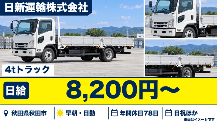 【秋田県秋田市】4t建材配送ドライバー／正社員