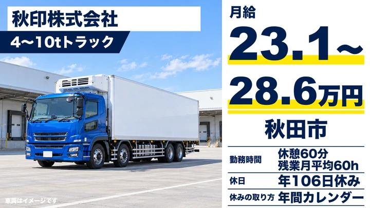 【秋田県秋田市】8tトラックドライバー/契約社員