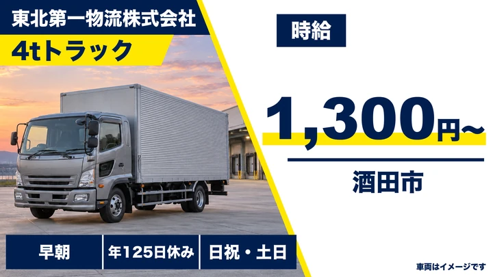 【山形県酒田市】中型トラックドライバー／地場配送