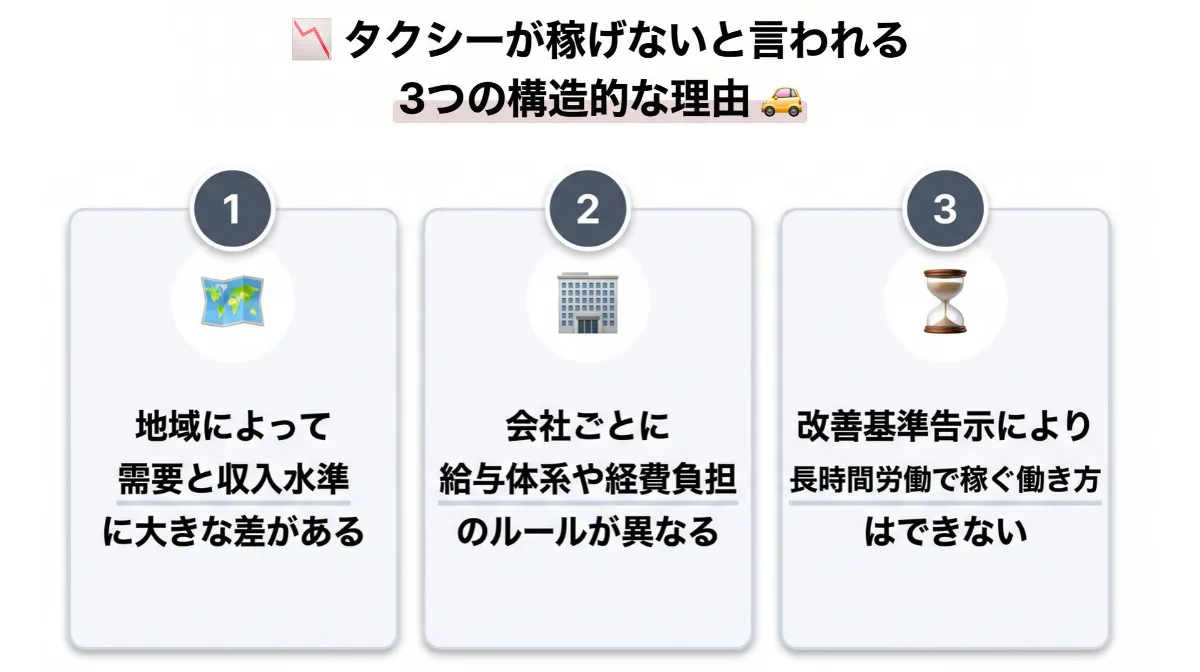 タクシーが稼げないと言われる3つの構造的な理由